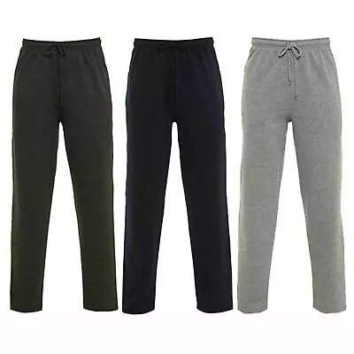 Mens Plain Jogging Bottoms Joggers Open Hem Jog Pants Gym Sports Trouser S - 7XL • $11.14