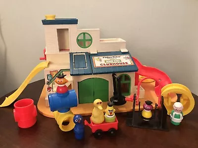Vintage Fisher Price Little People Sesame Street Clubhouse 937 W/ Tire Grover • $85