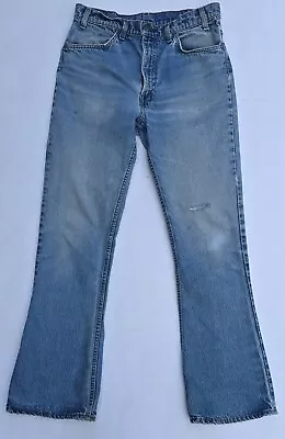 Vintage 80s Levis 646 Mens Bellbottom Denim Jeans 32×31.5 Orange Tab Distressed • $130