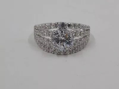 Epiphany Diamonique 100-Facet Round CZ With Multi-Row Ring Platinum Plated • $35.95