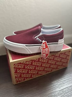 Women’s Vans Platform Slip On Port Royale (maroon) Suede NIB Sz 8 • $18.99