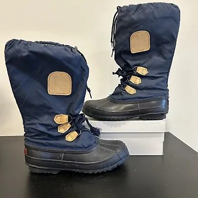 SOREL Vintage Women's Navy Blue Waterproof Rubber Boots Removable Liners Size 9M • $24.99