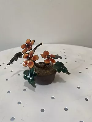 Vintage Bovano Of Cheshire Enamel Copper White Flowers In Pot Sculpture • $15