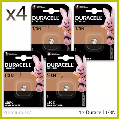 4 X Duracell 1/3N 3V Lithium Batteries DL1/3 N CR1/3N CR1-3N 2L76 Longest Expiry • £15.29