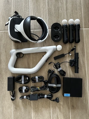 $100 • Buy Playstation VR Bundle Headset-Camera-Move Controllers X 3 + RE 7 VR Game