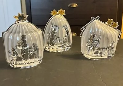 Mikasa Golden Stars Glass Nativity Scene Set Of 3 • $20