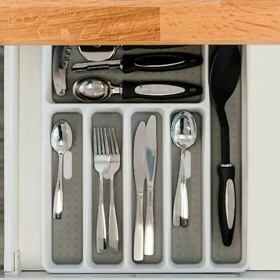 £9.89 • Buy Plastic Kitchen Cutlery Tray Organizer Rack Holder Drawer Insert Tidy Storage