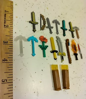 Minecraft Mini Figure Weapons And Accessories Lot Plus More 17 Pieces Total • $22.99