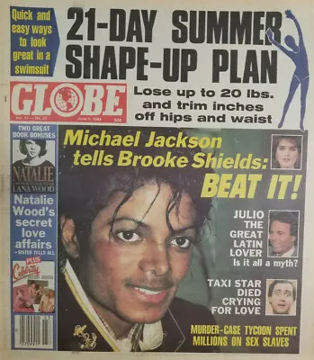 Globe Magazine June 5 1984 Michael Jackson Brooke Shields Beat It - Andy Kaufman • $24.95