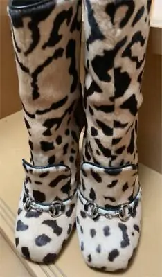 $504 • Buy Gucci Leopard Print Short Boots 36 1/2 Size Women 6.5US