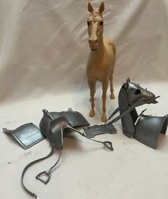 Vintage MARX Johnny West Plastic Horse Valor Tan + White Toy Horse W Armor • $25