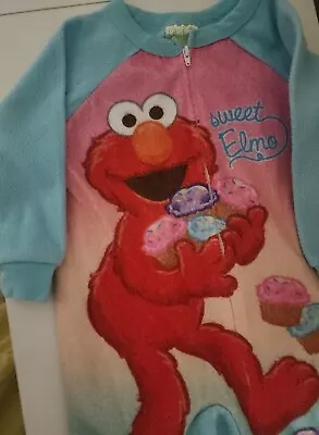 Sesame Street Elmo Blanket Sleeper  Pajamas Toddler Pink Sz 2T Cupcakes Birthday • $11.99