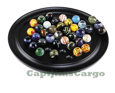 Solitaire Di Venezia Wooden Game 25mm (0.98 ) Hand Blown Glass Marbles • $149.99