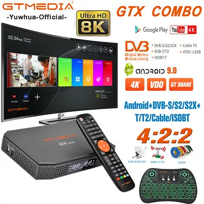 2 In 1 8K DVB Android Smart TV Box Full DVB S2/T2/C/ATSC Sat TV Receiver Decoder • $139.99