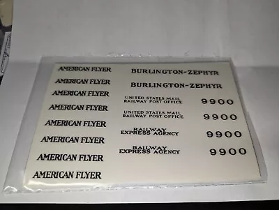 Zephyr Adhesive Decal Set American Flyer  O Gauge 1930's • $9.95