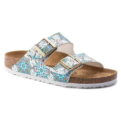 Birkenstock Birko Flor ARIZONA Boho Flowers White BNIB 1015280 ***RARE*** • $199.95