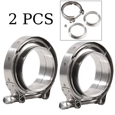 2PC 3  Inch 76mm V-band Vband Clamp Stainless Steel Flange Exhaust Pipe Tailpipe • $32.19