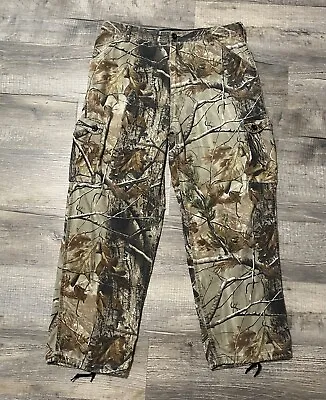 Vintage Liberty Pants Mens Large Cargo Camo Realtree Hardwood Ankle Tie Hunt Rap • $24.99