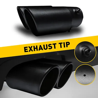 Black Dual Outlet Exhaust Tip Tail Muffler Tip For 1.4 -2.5  Stainless Steel Kit • $20.99