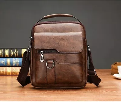 Vintage Men's Leather Crossbody Sling Bag Business Travel Messenger Bag • $19.99