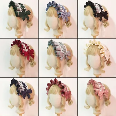 Lolita Girl Hairband Japanese Headdress Cosplay Cute Maid Bow Headbands Gothic • $8.04