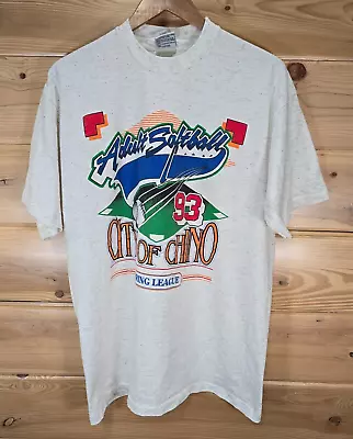 VTG Adult Softball T Shirt Men XL City Of Chino 93 90s Single Stitch Baseball • $19.99