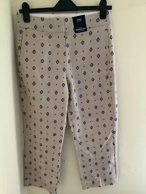 £11.50 • Buy BNWT, Ladies Mid Rise Cropped Slim Cotton Trousers From M&S, Size 8