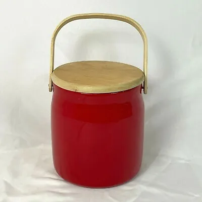 $49.99 • Buy Cushioned Red Vinyl & Maple Georges Briard Ice Bucket Mid Century Modern