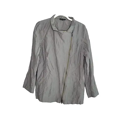 Eileen Fisher Full Zip Up Windbreaker Rain Jacket Size M Cotton Nylon Metallic • £43.78