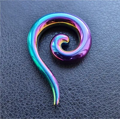 £5.40 • Buy Steel Rainbow Enigma Tapers Spiral Ear Plug Curved Stretchers Hangers 2mm - 8mm
