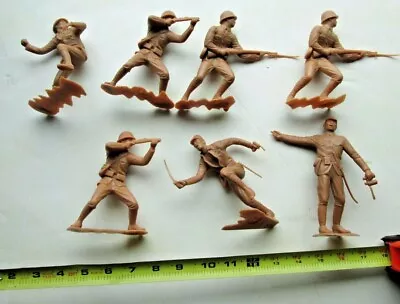 Vintage 1963 Louis Marx Plastic Toy Japanese WW2 Soldiers 6   Lot Of 7 • $42