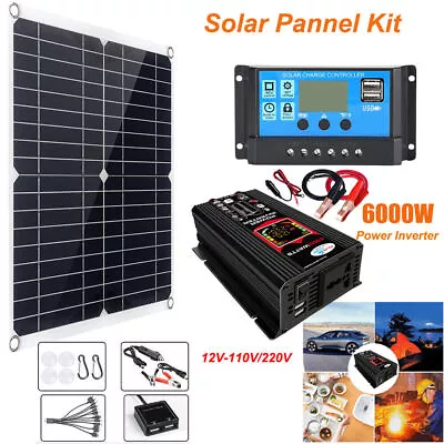 6000W Solar Power System Solar Panel Battery Charger Solar Inverter Complete Kit • £38.59