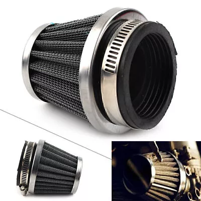 50mm Chrome Motorcycle ATV Pit Dirt Bike Air Filter For Honda Yamaha Suzuki • £8.14