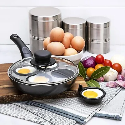 Pendeford 4 Cup Egg Poacher With Glass Lid Black Poached Egg Maker Brand New • £15.99