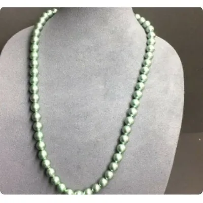 VTG Pop Bead Necklace Metallic Pearl Sage Green Adjustable Retro • $36