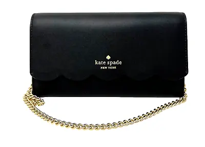 Kate Spade Gemma Black Smooth Leather Wallet On A Chain Bag WLR00552 $249 • $145.22