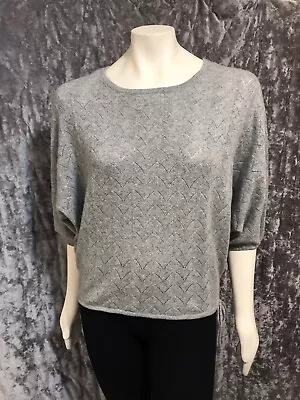 J Jill Womens Cropped Cashmere Top Pullover Crew Neck Sweater Gray SP • $20