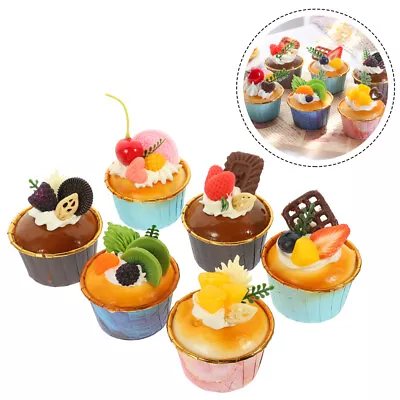 6pcs Cake Decorating Simulation Cakes Faux Cupcake Cake Models Artificial • £12.97