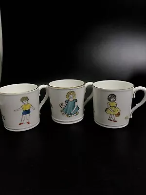 Royal Worcester Monday's Child Mug Bone China Enamel Gold Set Of 3 • $32