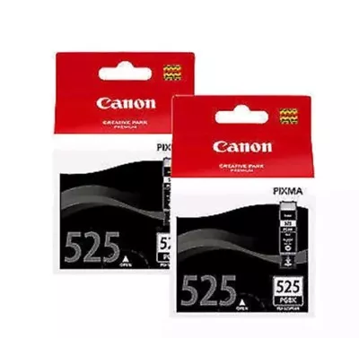 2x Canon Genuine PGI-525 BLACK Ink Cartridges IP4850/IP4950 MG6150 (no Box)* • $55.99