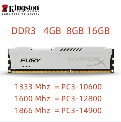 Kingston HyperX FURY DDR3 4GB 8GB 16GB 32 1333 1600 1866 Desktop RAM Memory DIMM • £22.86