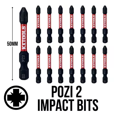 15 X PZ2 Impact Driver Bits 50mm POZI Magnetic Screwdriver DeWalt Milwaukee Pro • £9.99