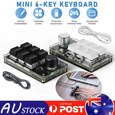 $36.09 • Buy Macro Custom Gaming Keyboard 6 Key + 1 Knob Programmable Mechanical Keypad