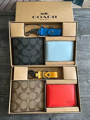 Coach CA005 Men's 3 In 1 Wallet Trigger Key Fob Boxed Set NWT PICK COLOR • $109