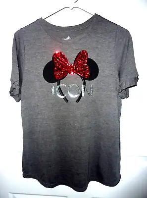 Disney Icon Authentic Original Minnie Mouse Sequin Accent Top T-Shirt Sz. Medium • $9.99