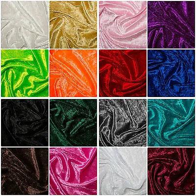 Crushed Velvet Velour Fabric Stretch Material - Polyester - 150cm (59 ) Wide • £0.99