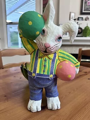 Vintage Department 56 Paper Mache Bunny Rabbit Easter Eggs Rare Decoration 16” • $30