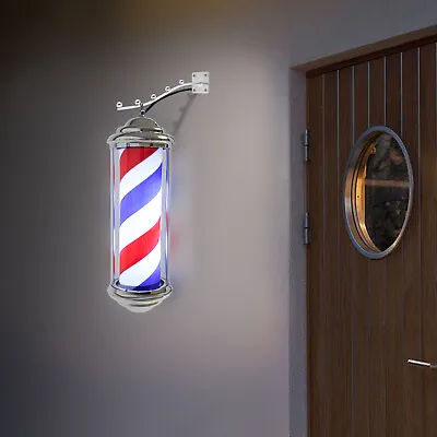 Vintage Barber Pole Light Rotating Stripe Red/White/Blue Barbershop Open Sign • $53