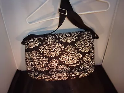 Vera Bradley Gray Messenger Laptop Book Bag Crossbody Black  White & Gray • $10