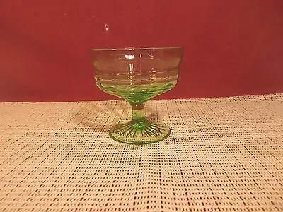 Vintage Anchor Hocking Depression Glass Circle Green Low Sherbet Stem 3 1/4  T • $4.99